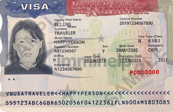 Sample U.S. Visa | Image Credits : immihelp